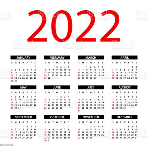 Ilustración de Calendario 2022 Ilustración De Diseño Symple La Semana ...