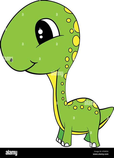 Ilustración de caricatura de verde bebé dinosaurio Brontosaurus. EPS ...