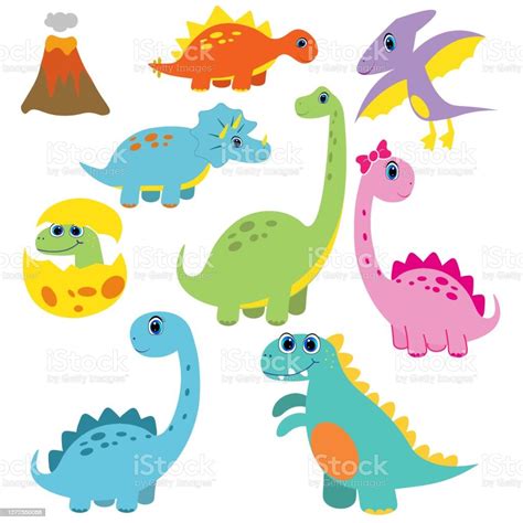 Ilustración de Conjunto De Dinosaurios Lindos Ilustración Vectorial ...