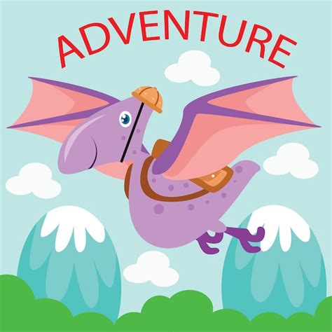 Ilustración de dinosaurio de dibujos animados para niños. cartel de ...