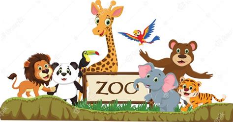 Ilustración de divertidos dibujos animados de animales zoológicos ...