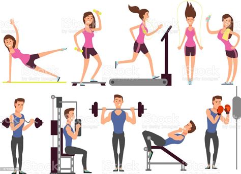 Ilustración de Ejercicios De Gimnasio Vector De Entrenamiento Cuerpo ...