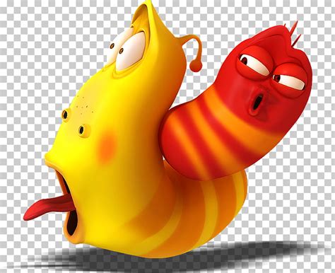 Ilustración de gusanos rojos y amarillos, larva animada dibujos ...