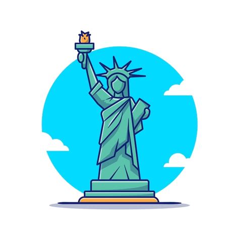 Ilustración de icono de dibujos animados de estatua de libertad. famoso ...