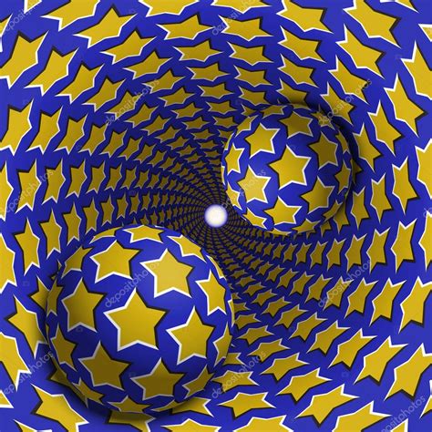 Ilustración de ilusión óptica. Dos bolas se están moviendo ...