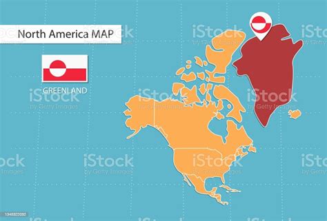 Ilustración de Mapa De Groenlandia En América Iconos Que Muestran La ...