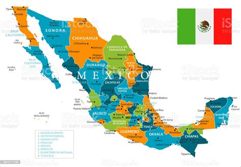 Ilustración de Mapa De México Vector y más Vectores Libres de Derechos ...
