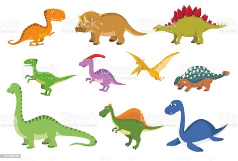 Ilustración de Set De 10 Dinosaurios Lindos Ilustración De Vector De ...