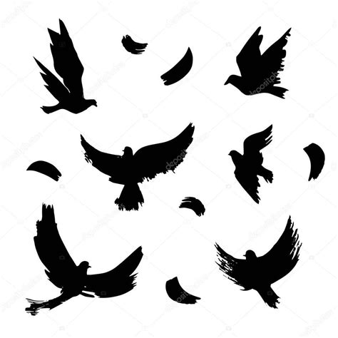Ilustración de siluetas de aves — Vector de stock  mrs_opossum #129769210