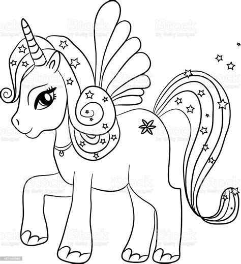 Ilustración de Unicornio Para Colorear Página Para Niños y ...