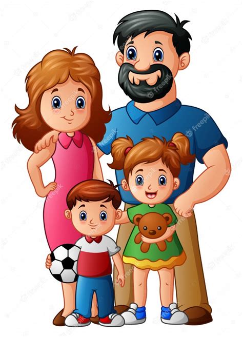 Ilustración de vector de dibujos animados de familia feliz ...