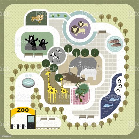 Ilustración de Zoológico De Diseño Plano Mapa y más ...