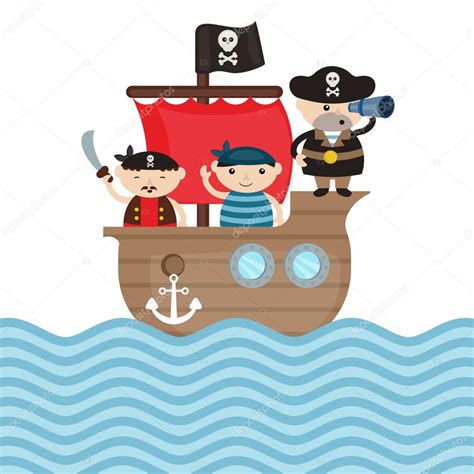 Ilustración del barco pirata vector, gráfico vectorial ...