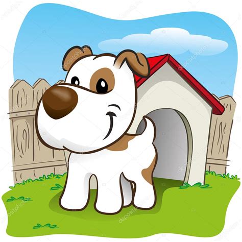 Ilustración que representa a un perro mascota en el patio ...