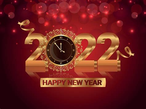 ilustración vectorial de feliz año nuevo 2022 texto dorado ...