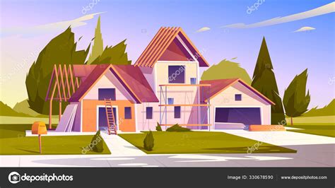Ilustración vectorial del sitio de construcción de viviendas vector ...