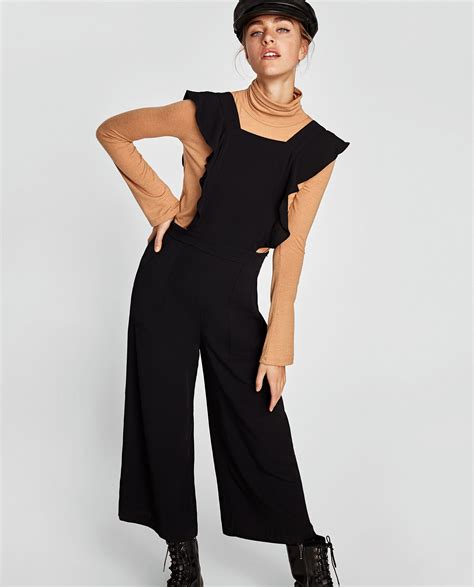 Image 4 of JUMPSUIT WITH RUFFLED STRAPS from Zara | Moños para mujer ...