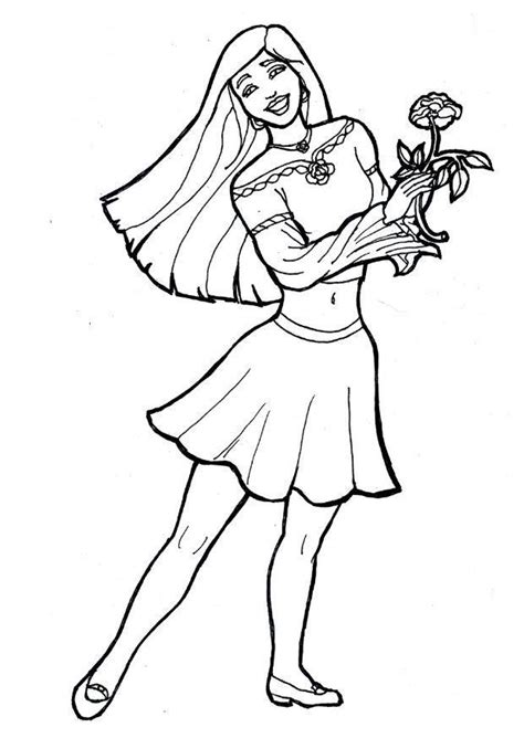 Imagen De Una Mujer Para Colorear : Dibujo para colorear Chica con flor ...