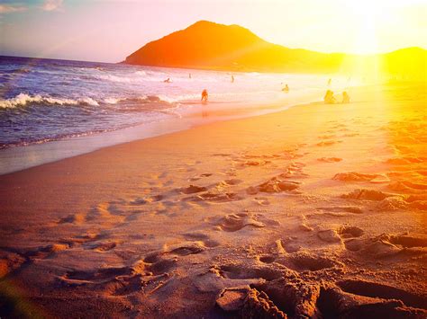 Imagen gratis: Playa, verano, arena, footspep, atardecer