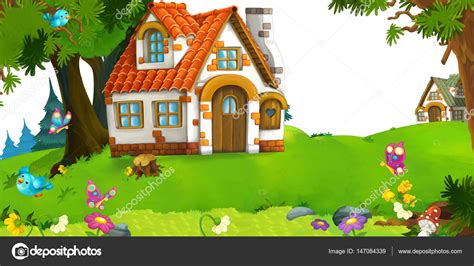 Imágenes: casas en el bosque animadas | escena de dibujos animados de ...