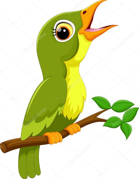 Imágenes: dibujo pajaro | Dibujos animados lindo pájaro verde cantando ...