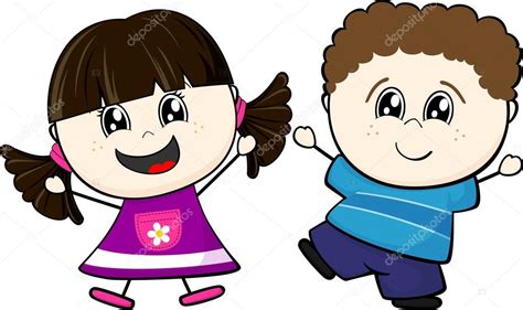 Imágenes: dos niños felices animados | los niños de dibujos animados ...