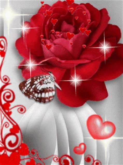 Imágenes románticas de rosas rojas de amor con movimiento y brillo