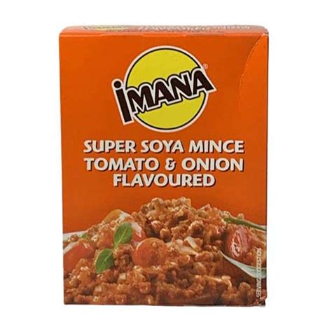 Imana Super Soya Mince Tomato & Onion 100g box   Sedo Snax