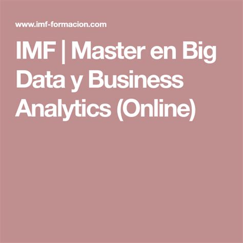 IMF | Master en Big Data y Business Analytics  Online ...