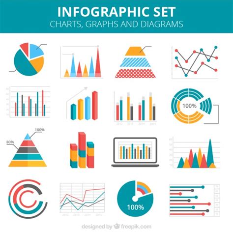 Infographic Charts Colorful Set Vector | Free Download