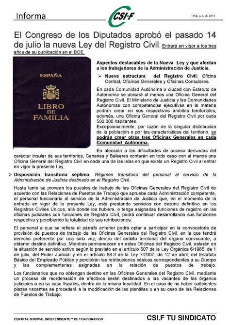 Información de Justicia: NUEVA LEY DE REGISTRO CIVIL