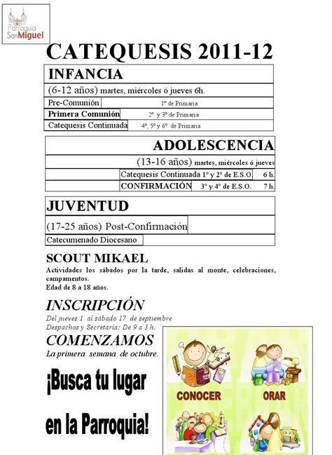 INFORMACION Y FICHA DE CATEQUESIS | Parroquia San Miguel ...