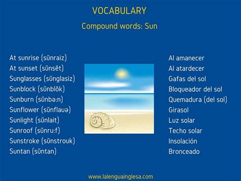 #Inglés #Vocabulary #CompoundWords #Sun En el vocabulario ...