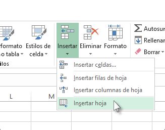 Insertar o eliminar una hoja de cálculo   Excel