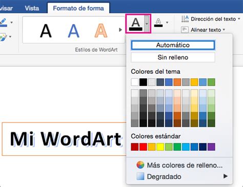 Insertar WordArt en Word 2016 para Mac   Word for Mac