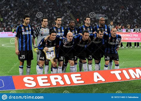 Inter Players In Formation Before The Match Editorial ...