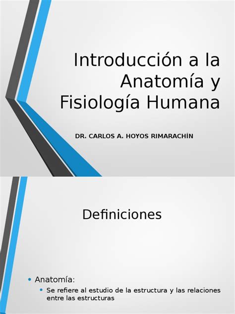 Introduccion a La Anatomia y Fisiologia