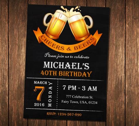Invitación cumpleaños para hombres vítores y cerveza cerveza