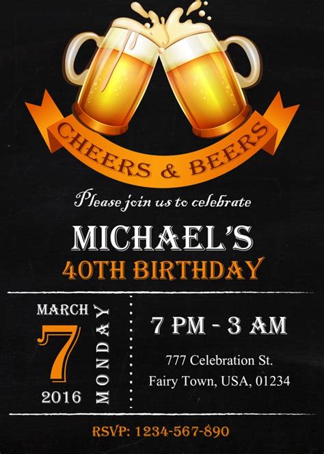 Invitación cumpleaños para hombres vítores y cerveza ...