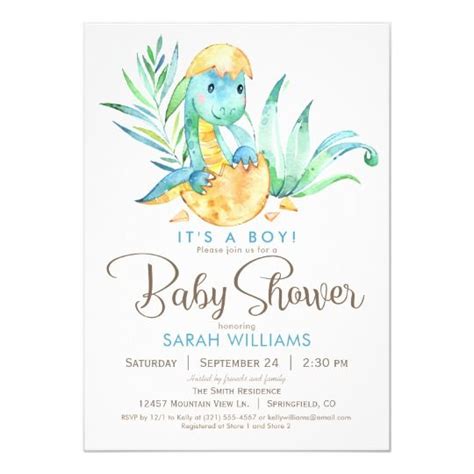 Invitación de Baby Shower del dinosaurio del | Zazzle.com | Dinosaur ...