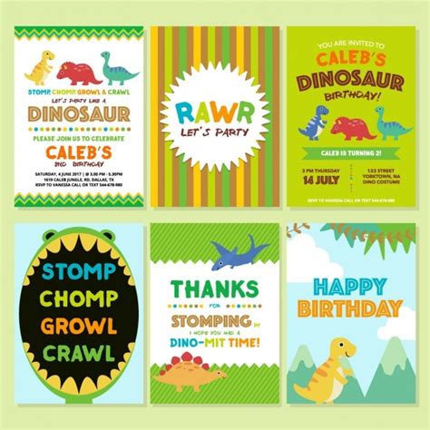 Invitación de cumpleaños con dinosaurios | Vector Gratis
