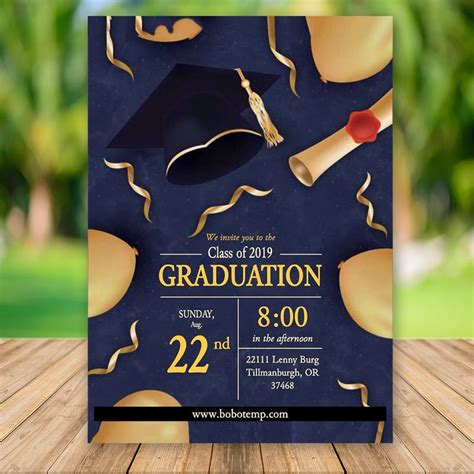 Invitación de fiesta de graduación editable con Golden ...
