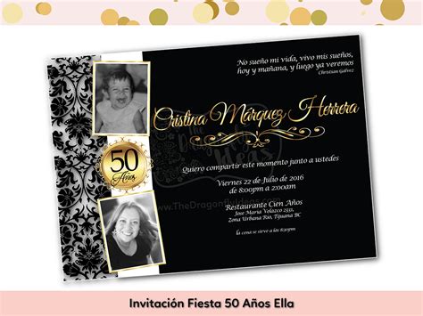 Invitación Fiesta 50 Años Ella   The Dragonfly Ideas Shop