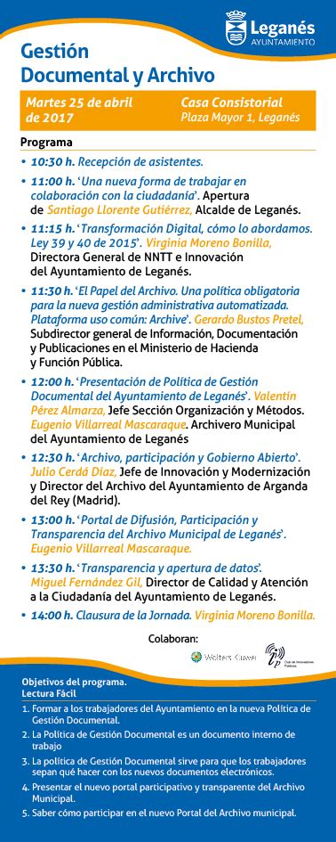 Invitación Jornadas Archivo Municipal de Leganés. 25 Abril ...