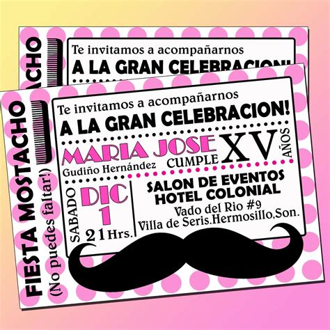 Invitaciones Xv Años zebra Print mustache bigote ticket ...