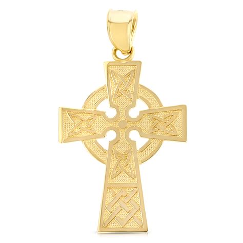 Ioka   14K Yellow Gold Celtic Cross Religious Charm Pendant For ...