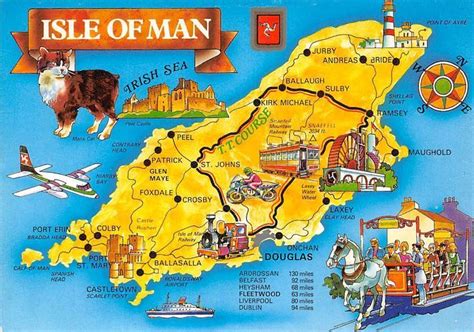 Isle of Man Map Foxdale Crosby St. Johns Kirk Michael ...