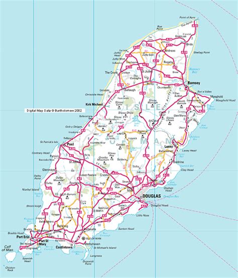 Isle of Man roads Map • mappery
