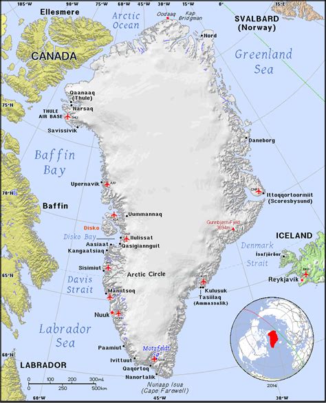Italiano  Mappa Geografica della Groenlandia: territorio, paesaggio ...