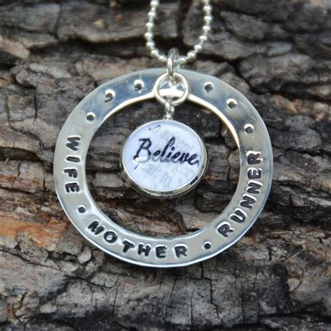 Items similar to Running Jewelry: WIFE MOTHER RUNNER Believe. Sterling ...